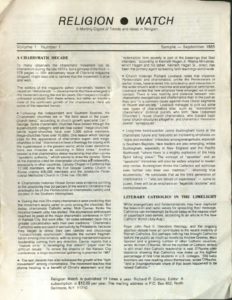 Download the first issue of RELIGION WATCH (1980)